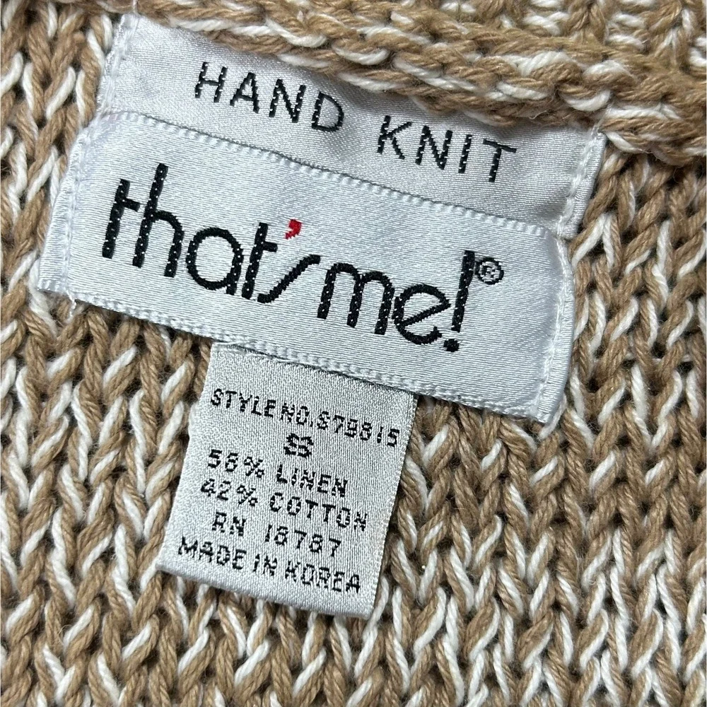 (2) VTG Hand Knit Sweater Womens S Cottage Old Money Pullover Cotton Ramie Linen - Picture 9 of 15